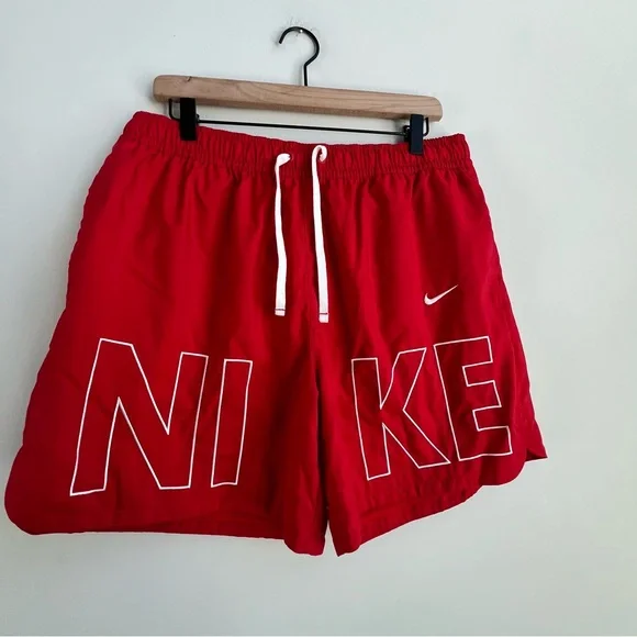 New Nike Woven Monogram Flow Shorts Men’s Large Spell Out Logo Red Y2K Sporty - Picture 3 of 15